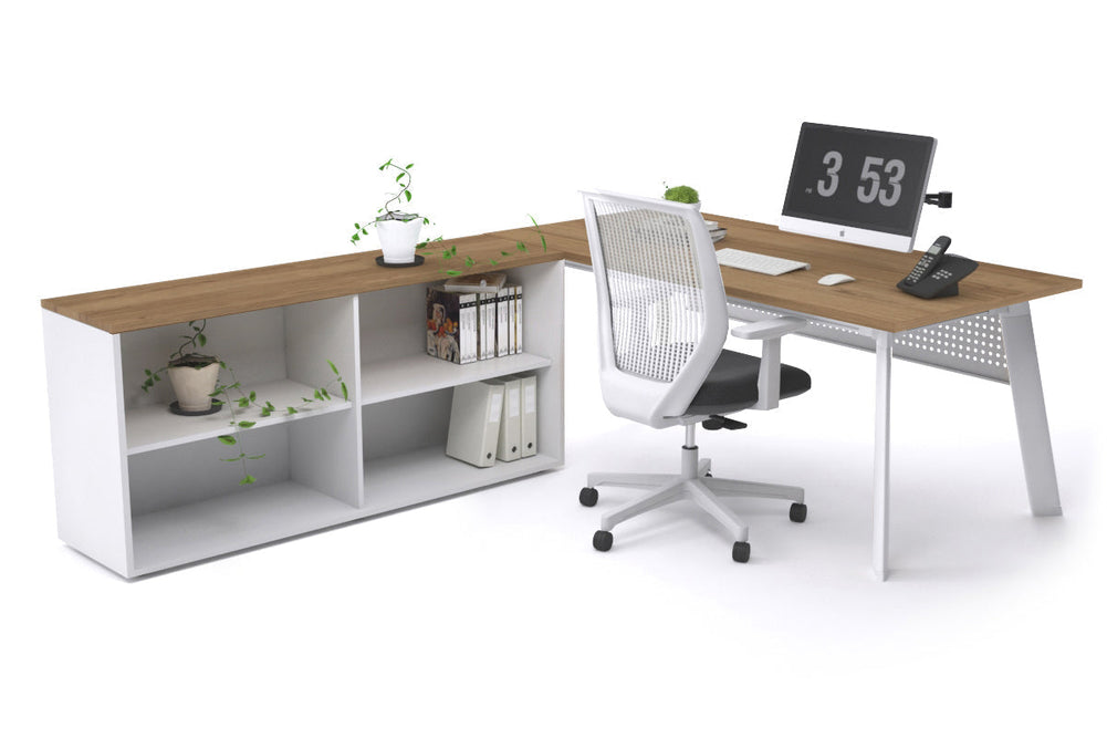 Switch Executive Setting With Uniform Spine - White Frame [1600L x 700W]-salvage oak white modesty open bookcase