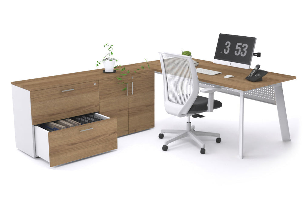 Switch Executive Setting With Uniform Spine - White Frame [1600L x 700W]-salvage oak white modesty 2 drawer 2 door filing cabinet