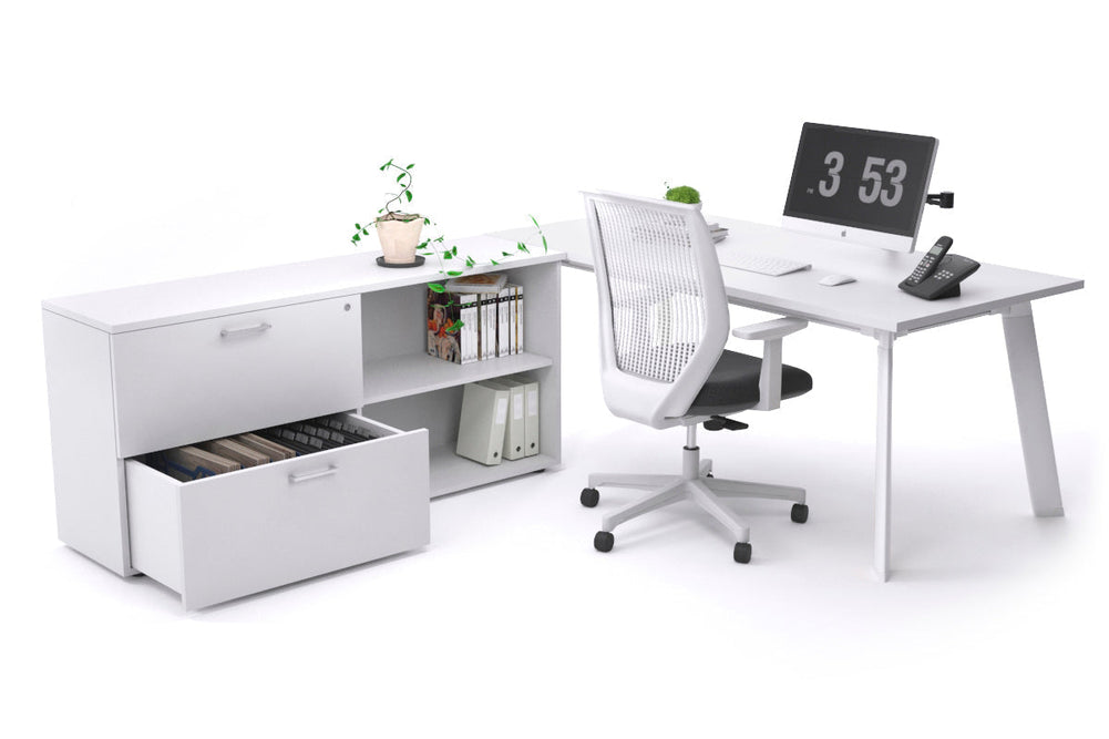 Switch Executive Setting With Uniform Spine - White Frame [1600L x 700W]-white none 2 drawer open filing cabinet
