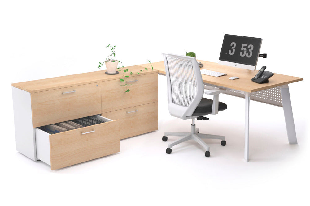 Switch Executive Setting With Uniform Spine - White Frame [1600L x 700W]-maple white modesty 4 drawer lateral filing cabinet