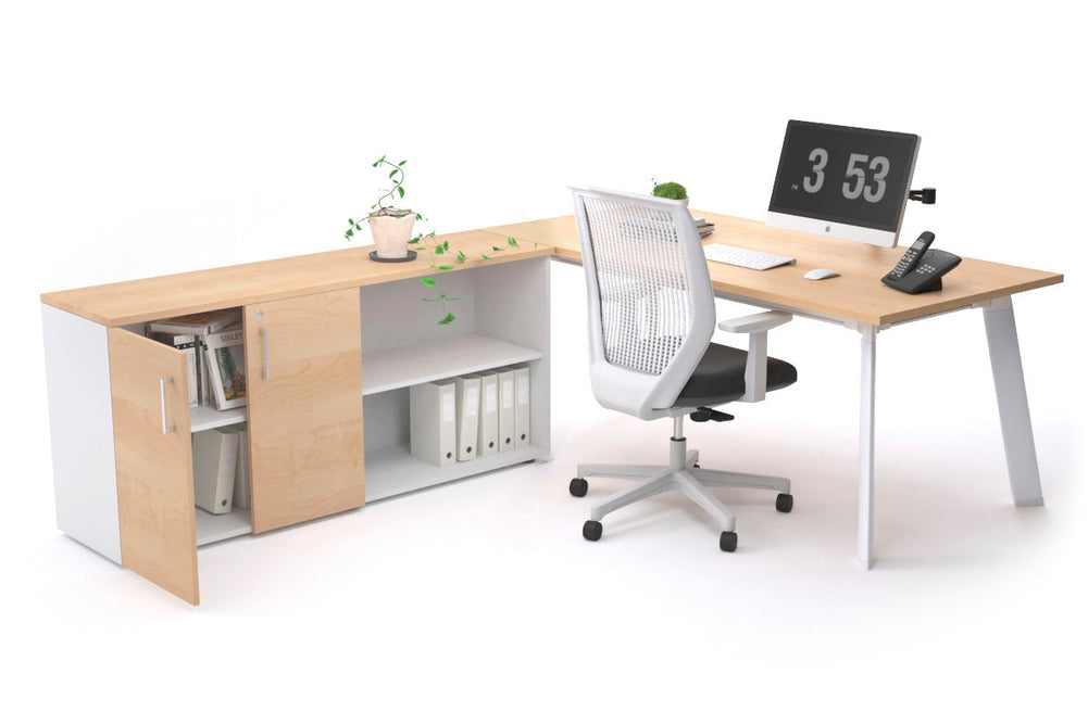 Switch Executive Setting With Uniform Spine - White Frame [1600L x 700W]-maple none 2 door open storage cabinet