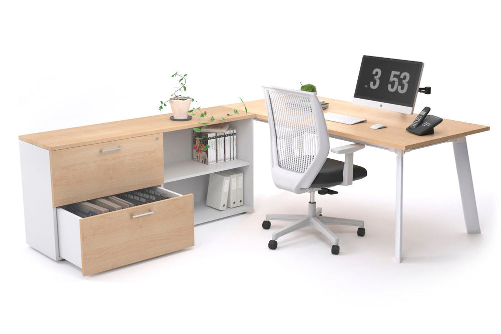 Switch Executive Setting With Uniform Spine - White Frame [1600L x 700W]-maple none 2 drawer open filing cabinet