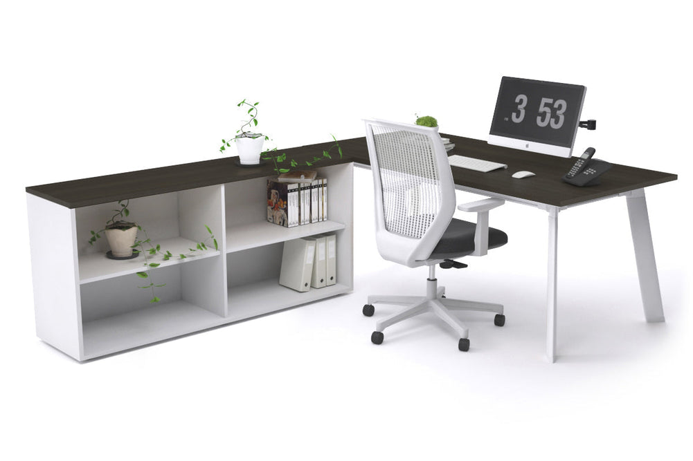 Switch Executive Setting With Uniform Spine - White Frame [1600L x 700W]-dark oak none open bookcase