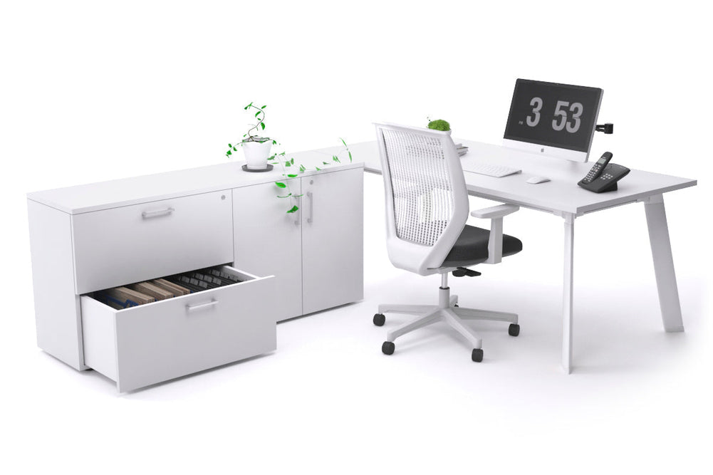 Switch Executive Setting With Uniform Spine - White Frame [1600L x 700W]-white none 2 drawer 2 door filing cabinet