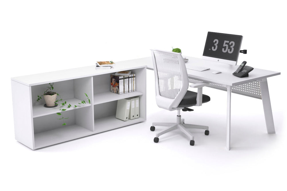 Switch Executive Setting With Uniform Spine - White Frame [1600L x 700W]-white white modesty open bookcase