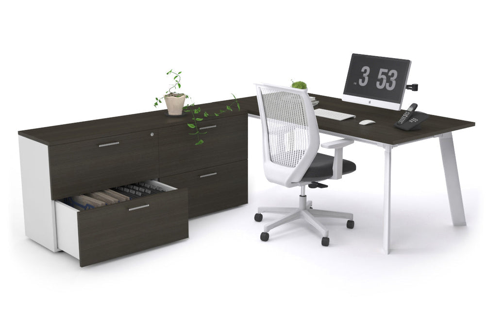 Switch Executive Setting With Uniform Spine - White Frame [1600L x 700W]-dark oak none 4 drawer lateral filing cabinet