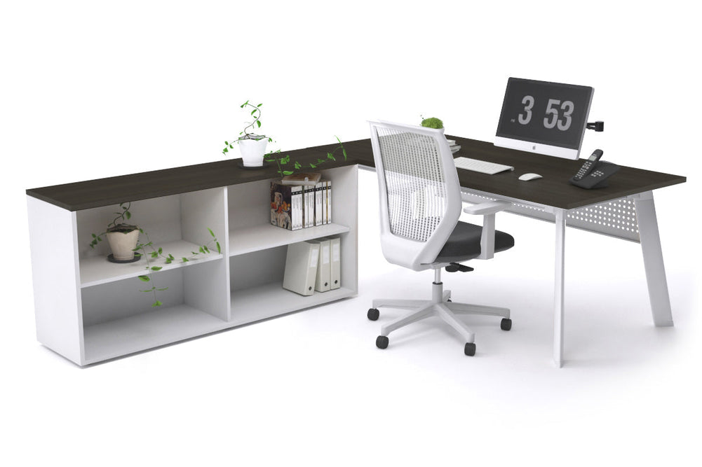 Switch Executive Setting With Uniform Spine - White Frame [1600L x 700W]-dark oak white modesty open bookcase