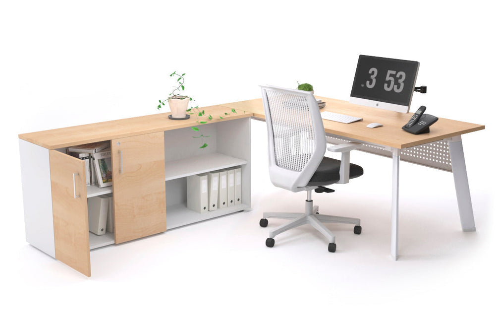 Switch Executive Setting With Uniform Spine - White Frame [1600L x 700W]-maple white modesty 2 door open storage cabinet