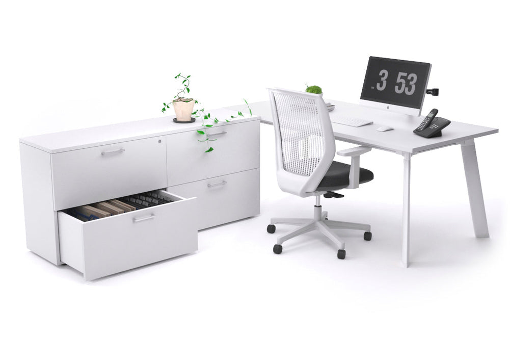 Switch Executive Setting With Uniform Spine - White Frame [1600L x 700W]-white none 4 drawer lateral filing cabinet