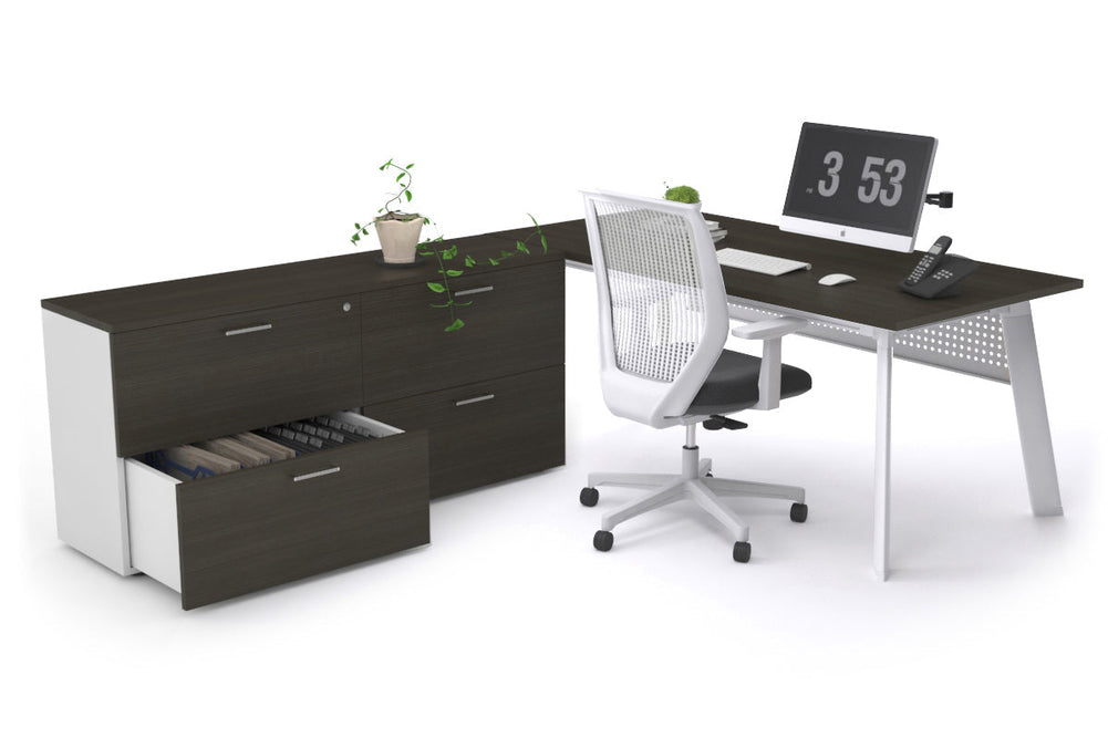 Switch Executive Setting With Uniform Spine - White Frame [1600L x 700W]-dark oak white modesty 4 drawer lateral filing cabinet