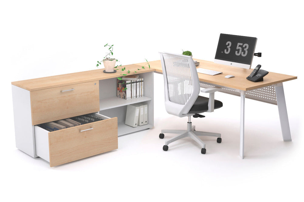 Switch Executive Setting With Uniform Spine - White Frame [1600L x 700W]-maple white modesty 2 drawer open filing cabinet