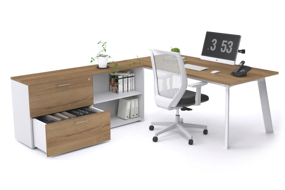 Switch Executive Setting With Uniform Spine - White Frame [1600L x 700W]-salvage oak none 2 drawer open filing cabinet