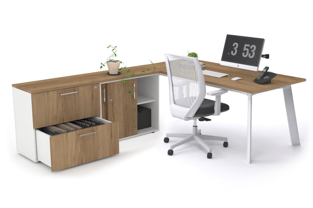 Switch Executive Setting With Uniform Spine - White Frame [1600L x 700W]-salvage oak none 2 drawer lateral sliding door credenza