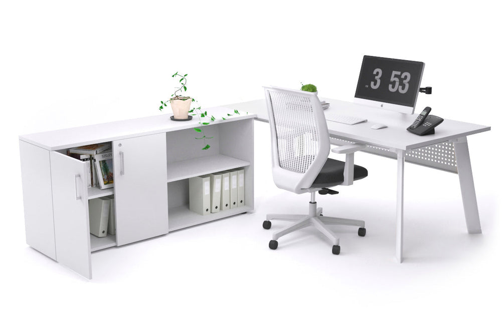 Switch Executive Setting With Uniform Spine - White Frame [1600L x 700W]-white white modesty 2 door open storage cabinet