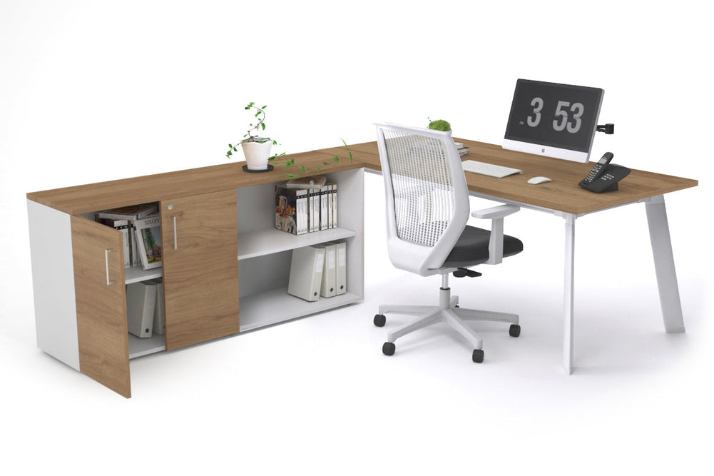 Switch Executive Setting With Uniform Spine - White Frame [1600L x 700W]-salvage oak none 2 door open storage cabinet