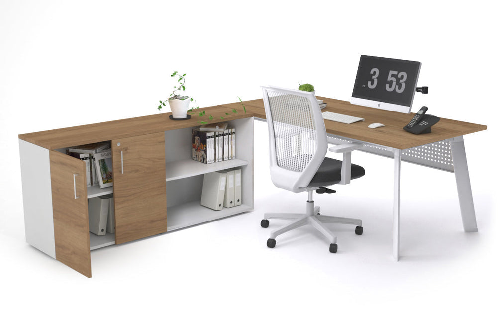 Switch Executive Setting With Uniform Spine - White Frame [1600L x 700W]-salvage oak white modesty 2 door open storage cabinet