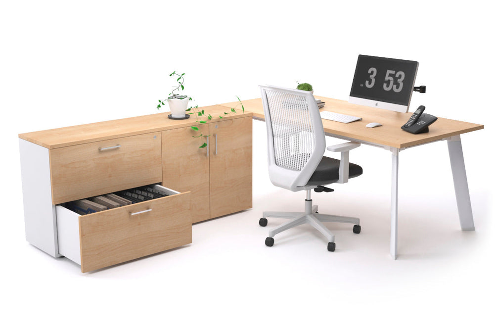 Switch Executive Setting With Uniform Spine - White Frame [1600L x 700W]-maple none 2 drawer 2 door filing cabinet