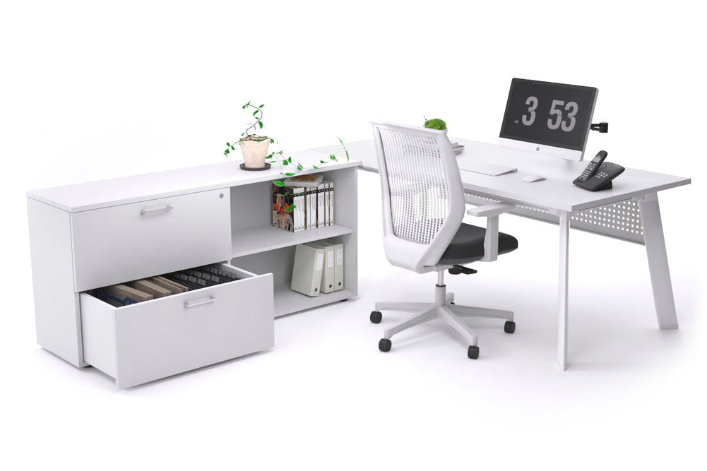 Switch Executive Setting With Uniform Spine - White Frame [1600L x 700W]-white white modesty 2 drawer open filing cabinet