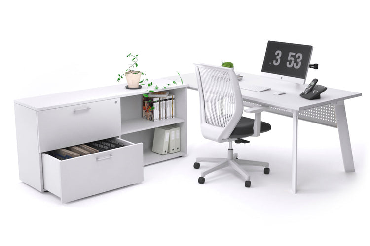 Switch Executive Setting With Uniform Spine - White Frame [1600L x 700W] Jasonl white white modesty 2 drawer open filing cabinet