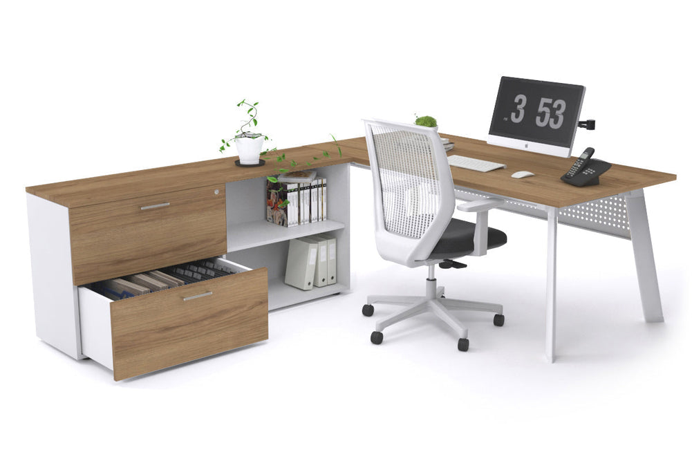 Switch Executive Setting With Uniform Spine - White Frame [1600L x 700W]-salvage oak white modesty 2 drawer open filing cabinet