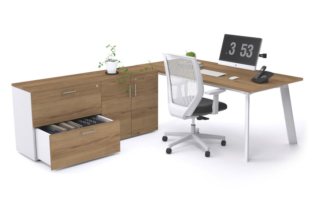 Switch Executive Setting With Uniform Spine - White Frame [1600L x 700W]-salvage oak none 2 drawer 2 door filing cabinet