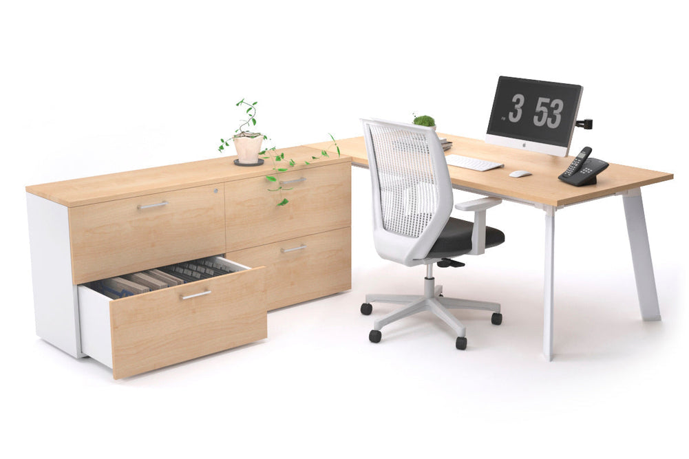 Switch Executive Setting With Uniform Spine - White Frame [1600L x 700W]-maple none 4 drawer lateral filing cabinet