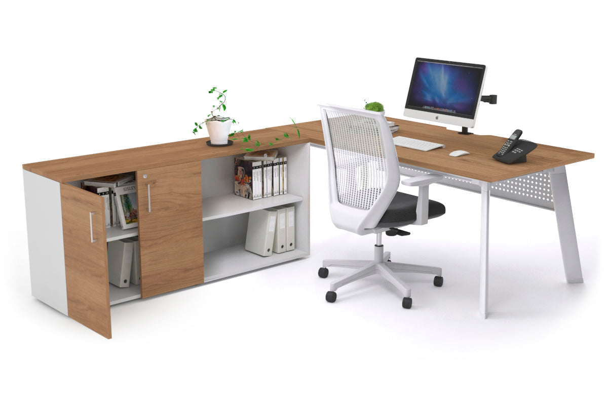 Switch Executive Setting With Uniform Spine - White Frame [1600L x 800W with Cable Scallop] Jasonl salvage oak white modesty 2 door open storage cabinet