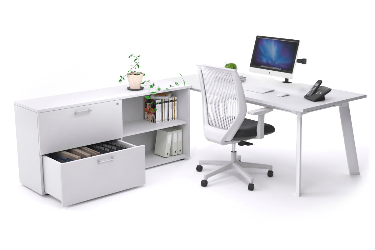 Switch Executive Setting With Uniform Spine - White Frame [1600L x 800W with Cable Scallop] Jasonl white none 2 drawer open filing cabinet