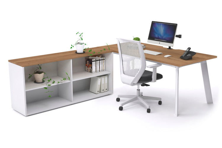Switch Executive Setting With Uniform Spine - White Frame [1600L x 800W with Cable Scallop] Jasonl salvage oak none open bookcase