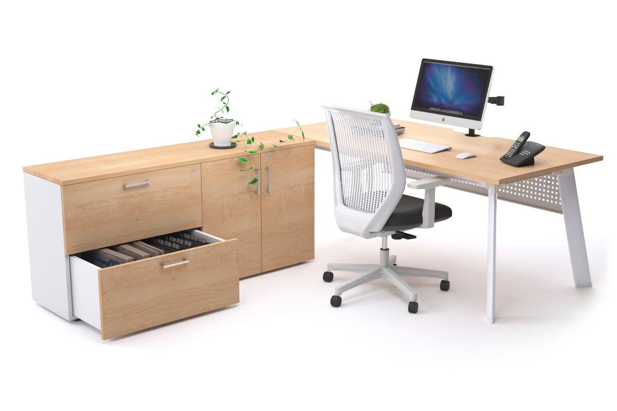 Switch Executive Setting With Uniform Spine - White Frame [1600L x 800W with Cable Scallop] Jasonl maple white modesty 2 drawer 2 door filing cabinet
