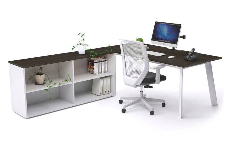 Switch Executive Setting With Uniform Spine - White Frame [1600L x 800W with Cable Scallop] Jasonl dark oak none open bookcase