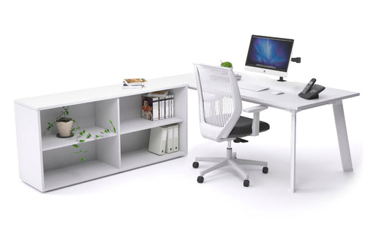 Switch Executive Setting With Uniform Spine - White Frame [1600L x 800W with Cable Scallop] Jasonl white none open bookcase