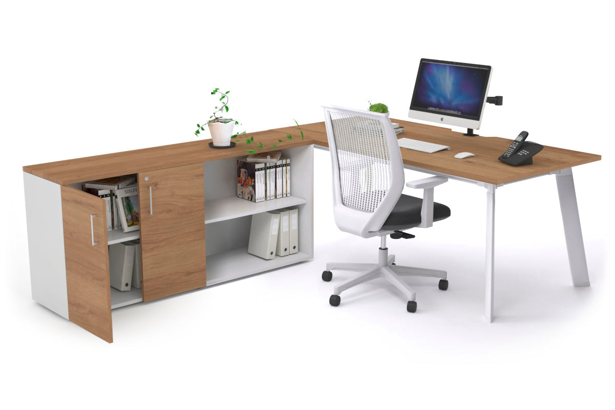 Switch Executive Setting With Uniform Spine - White Frame [1600L x 800W with Cable Scallop] Jasonl salvage oak none 2 door open storage cabinet