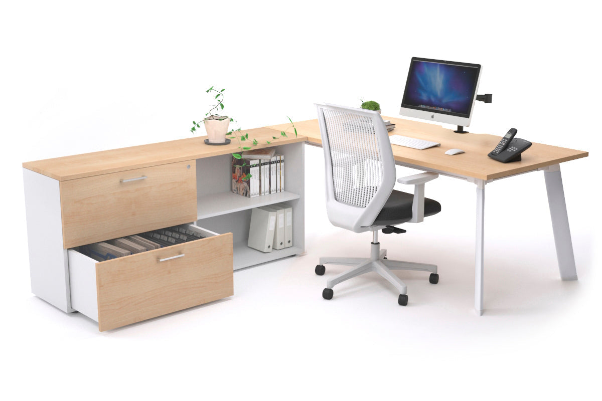 Switch Executive Setting With Uniform Spine - White Frame [1600L x 800W with Cable Scallop] Jasonl maple none 2 drawer open filing cabinet