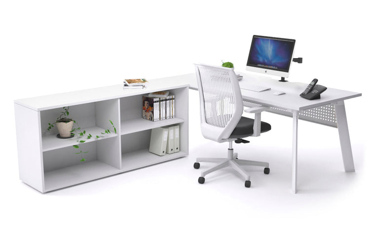 Switch Executive Setting With Uniform Spine - White Frame [1600L x 800W with Cable Scallop] Jasonl white white modesty open bookcase