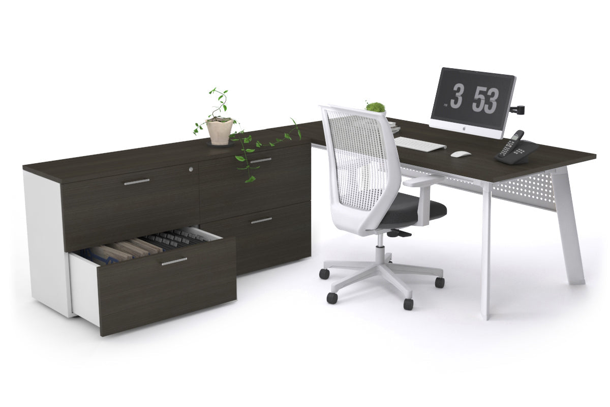 Switch Executive Setting With Uniform Spine - White Frame [1800L x 700W] Jasonl dark oak white modesty 4 drawer lateral filing cabinet