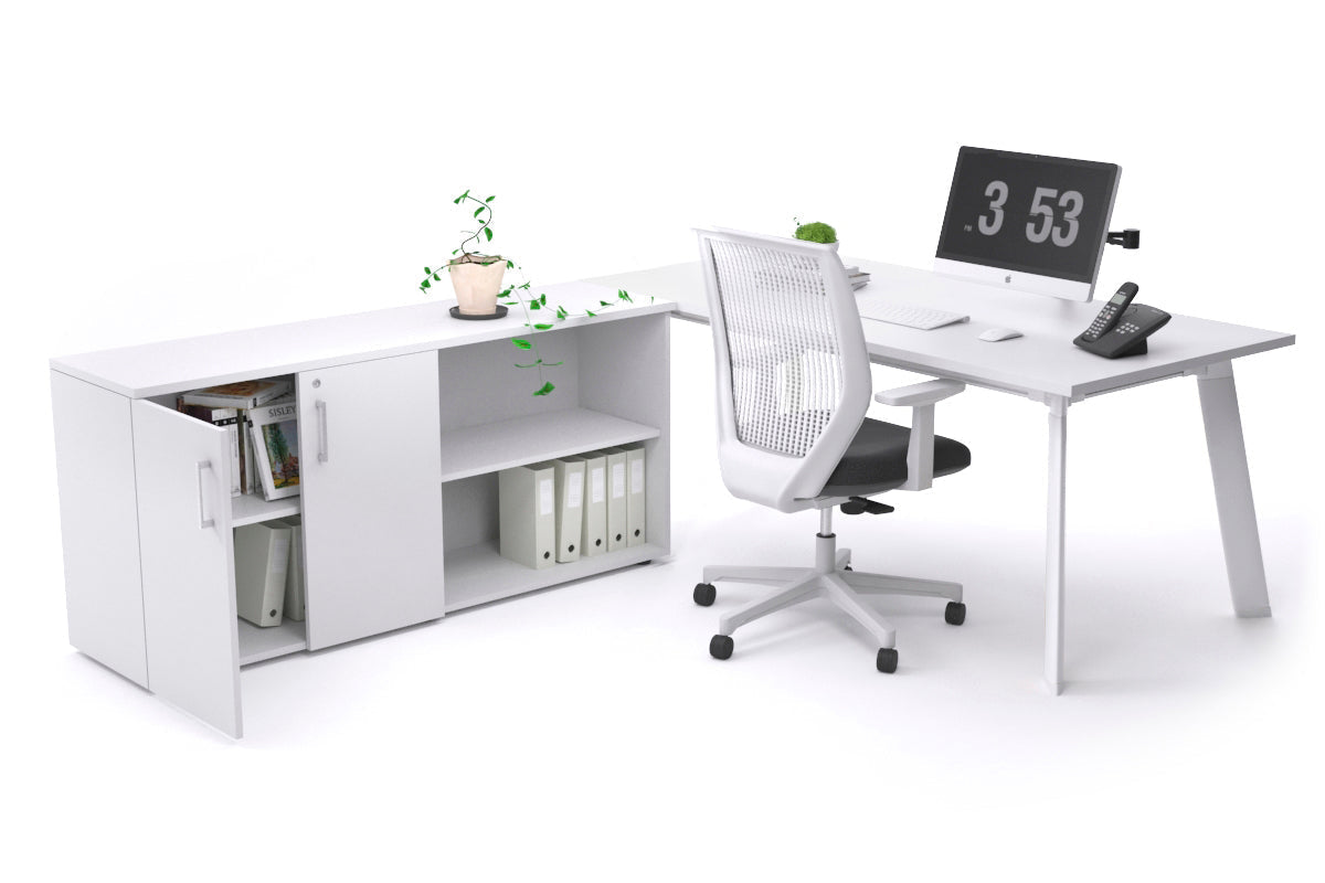 Switch Executive Setting With Uniform Spine - White Frame [1800L x 700W] Jasonl white none 2 door open storage cabinet