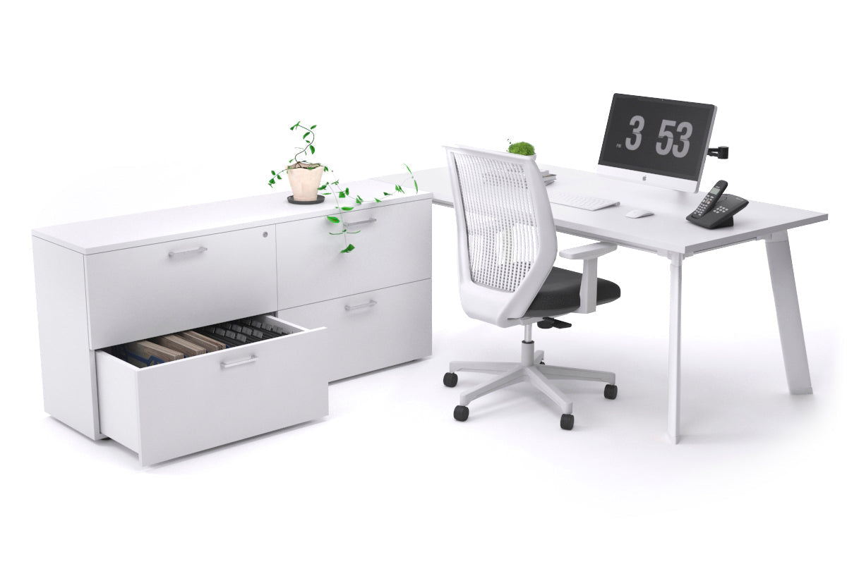 Switch Executive Setting With Uniform Spine - White Frame [1800L x 700W] Jasonl white none 4 drawer lateral filing cabinet