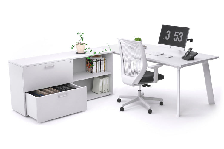Switch Executive Setting With Uniform Spine - White Frame [1800L x 700W] Jasonl white none 2 drawer open filing cabinet
