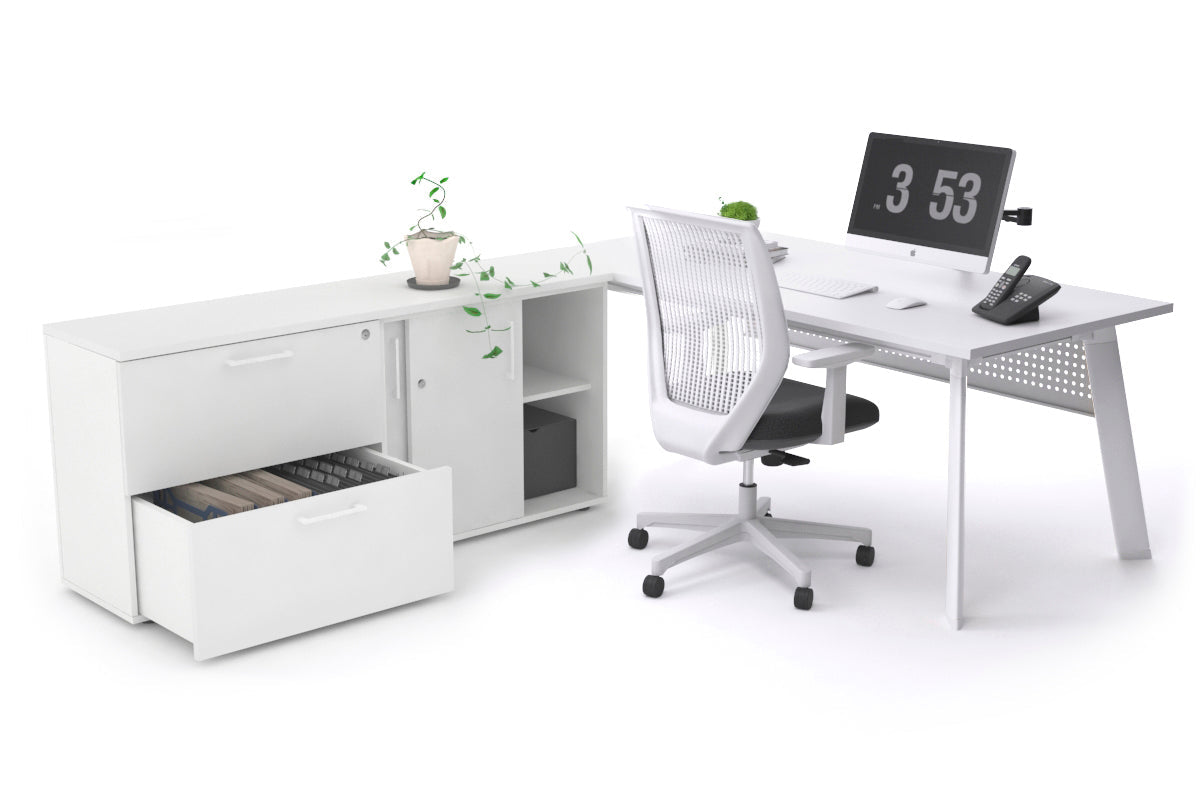 Switch Executive Setting With Uniform Spine - White Frame [1800L x 700W] Jasonl white white modesty 2 drawer lateral sliding door credenza