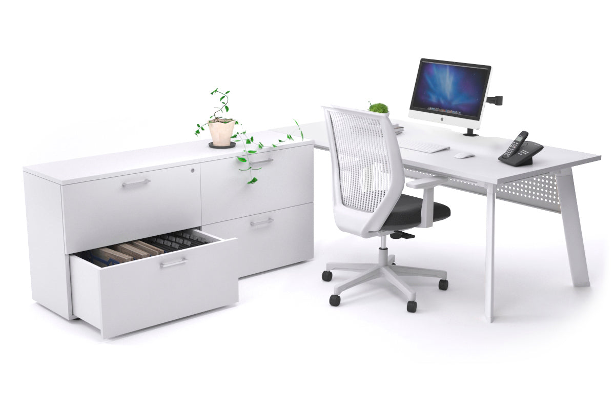 Switch Executive Setting With Uniform Spine - White Frame [1800L x 700W] Jasonl white white modesty 4 drawer lateral filing cabinet