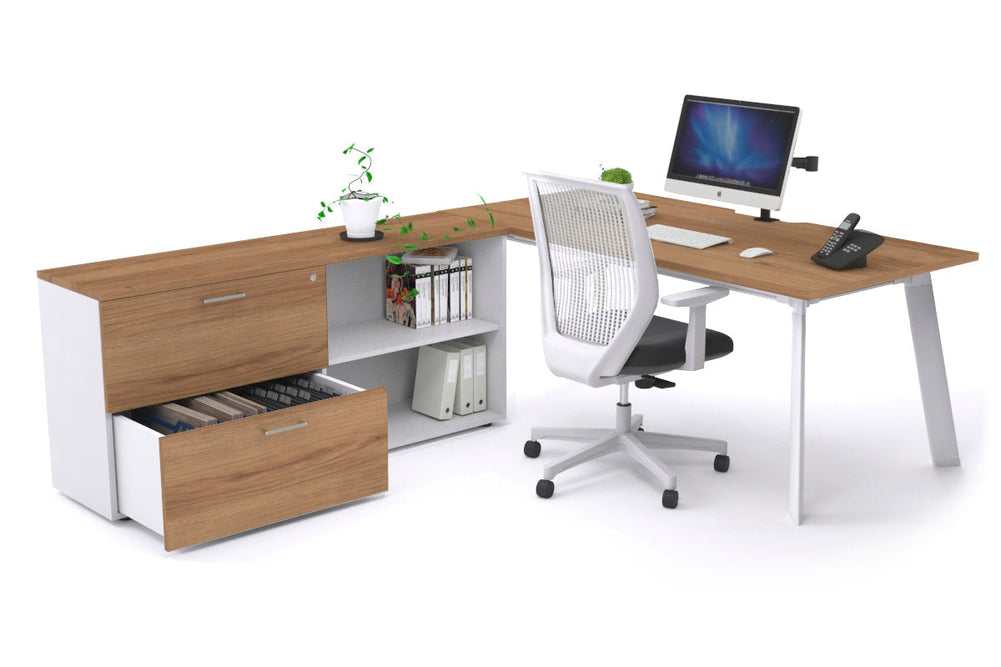 Switch Executive Setting With Uniform Spine - White Frame [1800L x 800W with Cable Scallop]-salvage oak none 2 drawer open filing cabinet