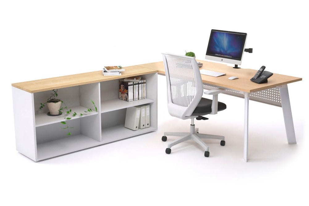 Switch Executive Setting With Uniform Spine - White Frame [1800L x 800W with Cable Scallop]-maple white modesty open bookcase