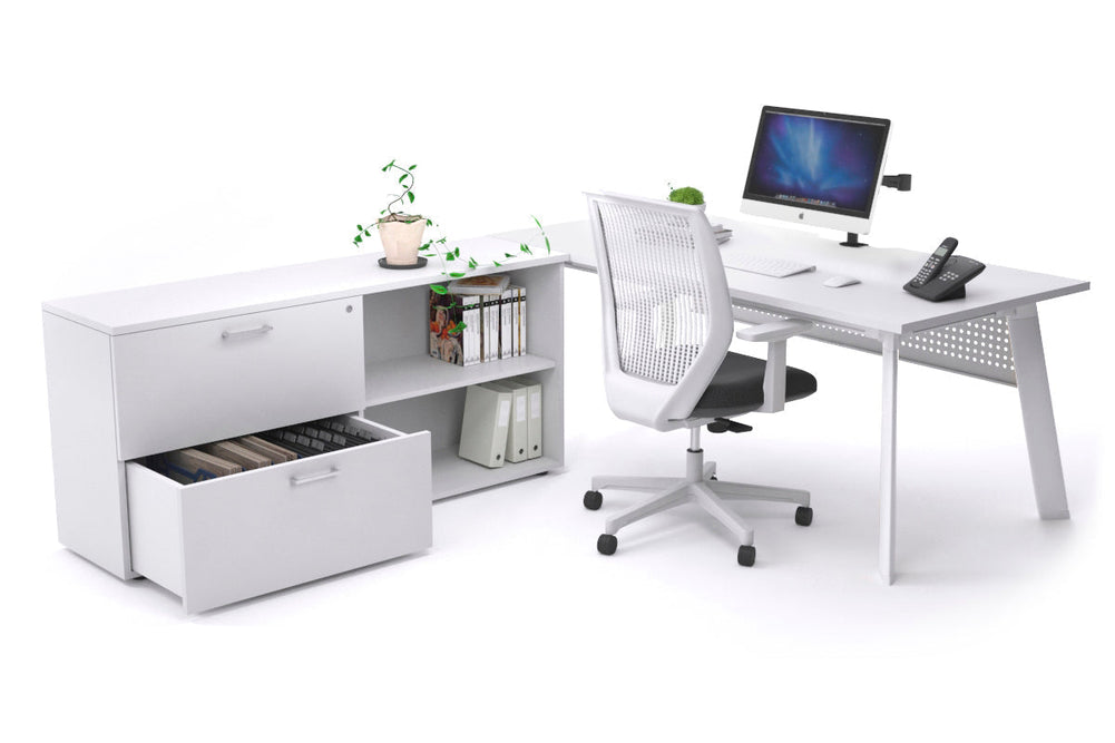 Switch Executive Setting With Uniform Spine - White Frame [1800L x 800W with Cable Scallop]-white white modesty 2 drawer open filing cabinet