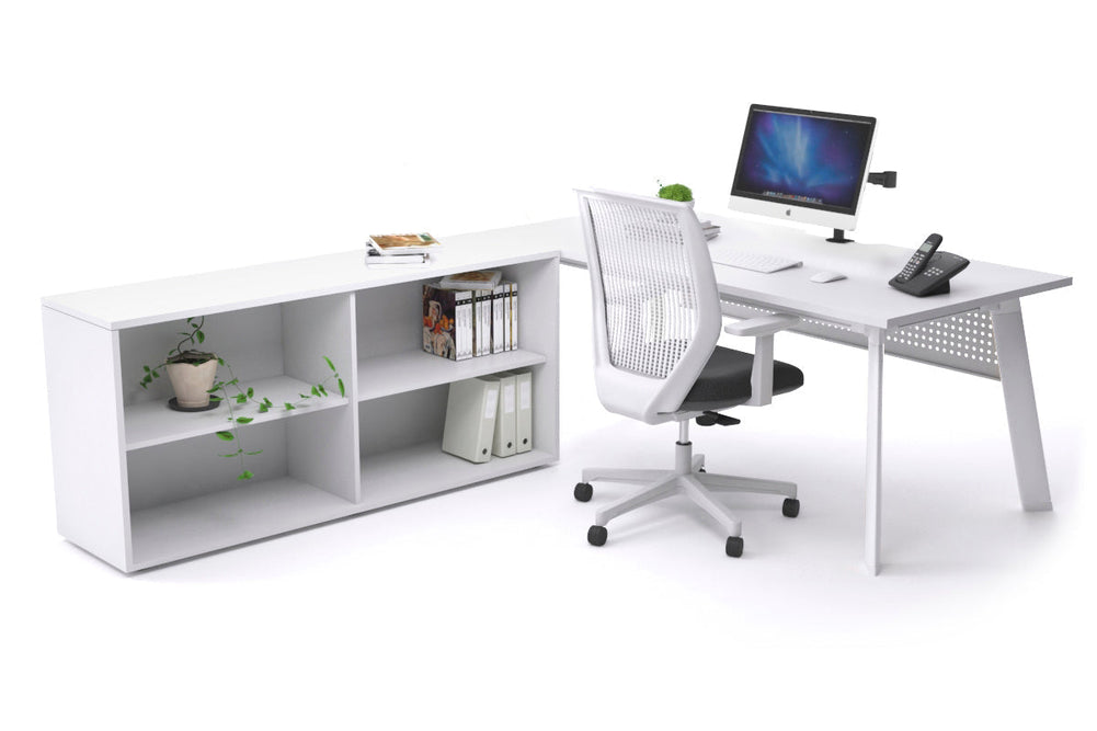 Switch Executive Setting With Uniform Spine - White Frame [1800L x 800W with Cable Scallop]-white white modesty open bookcase