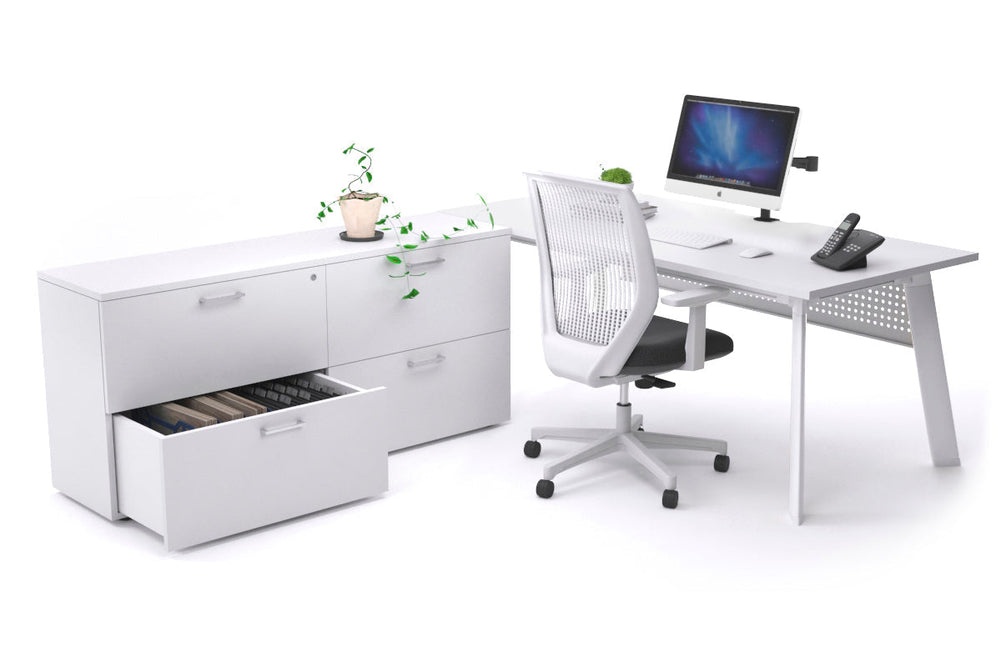 Switch Executive Setting With Uniform Spine - White Frame [1800L x 800W with Cable Scallop]-white white modesty 4 drawer lateral filing cabinet