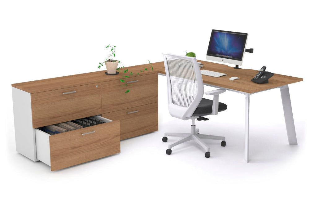 Switch Executive Setting With Uniform Spine - White Frame [1800L x 800W with Cable Scallop]-salvage oak none 4 drawer lateral filing cabinet