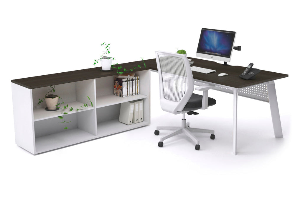 Switch Executive Setting With Uniform Spine - White Frame [1800L x 800W with Cable Scallop]-dark oak white modesty open bookcase