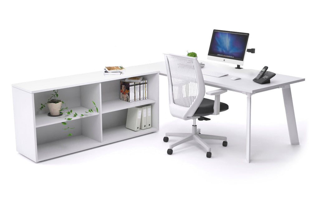 Switch Executive Setting With Uniform Spine - White Frame [1800L x 800W with Cable Scallop]-white none open bookcase