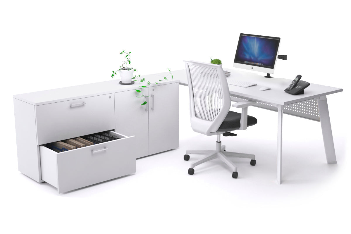 Switch Executive Setting With Uniform Spine - White Frame [1800L x 800W with Cable Scallop] Jasonl white white modesty 2 drawer 2 door filing cabinet